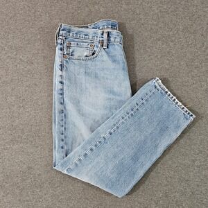 Levis 505 Regular Fit Light Wash Straight Leg Denim Jeans Mens 38x30 Blue